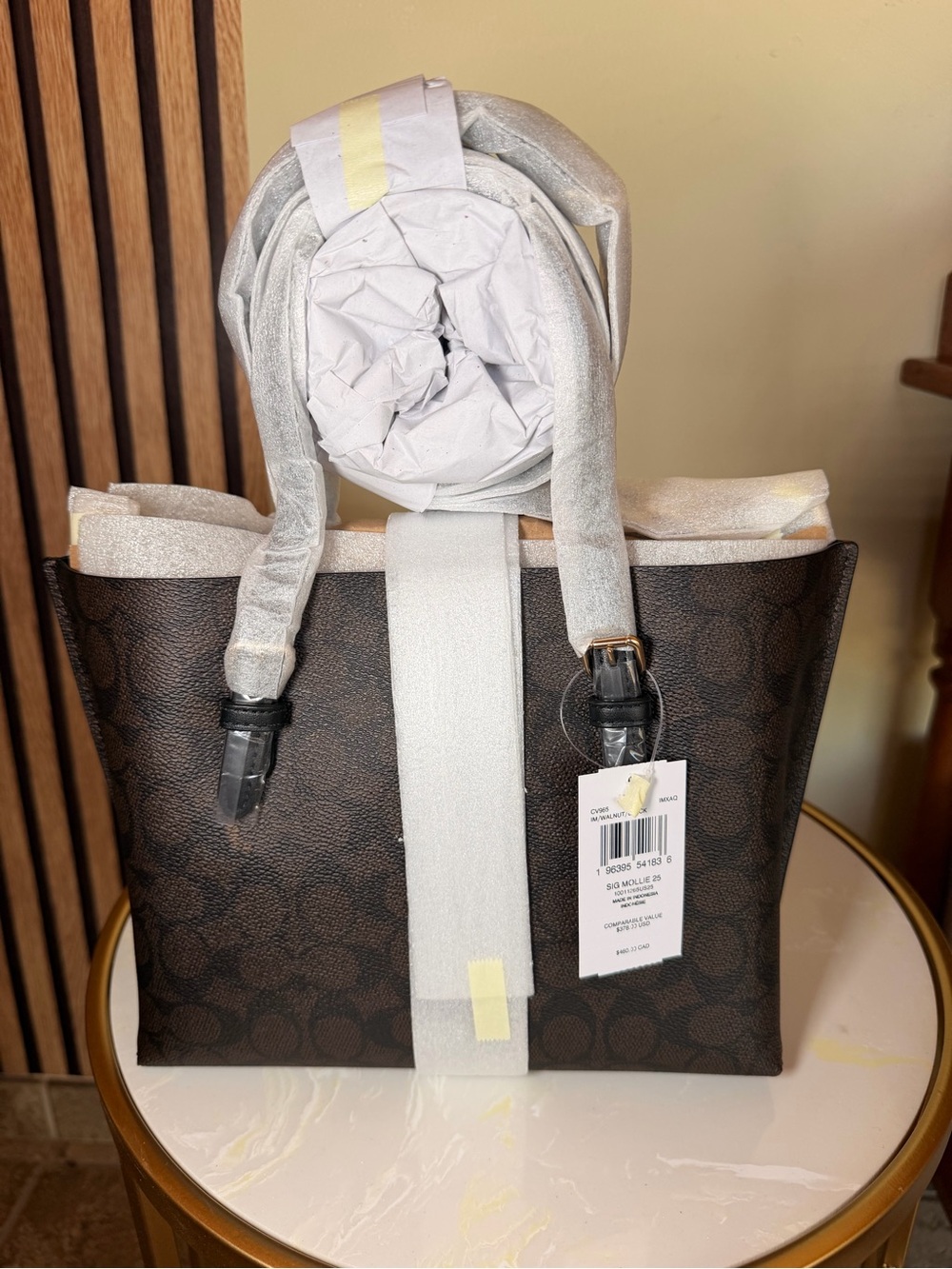 Designer-Style Brown Patterned Tote molie Bag 25 - Brown
